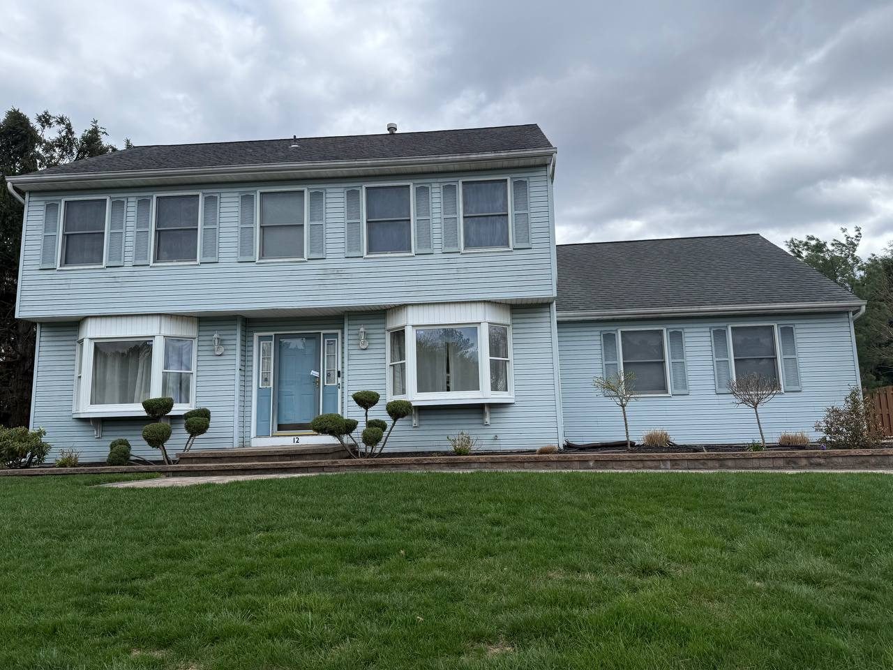 Before — Complete Exterior Renovation — Insulated Siding, Vinyl Stone & Smart Lighting, Dutchess Ln, Dayton, NJ 08810