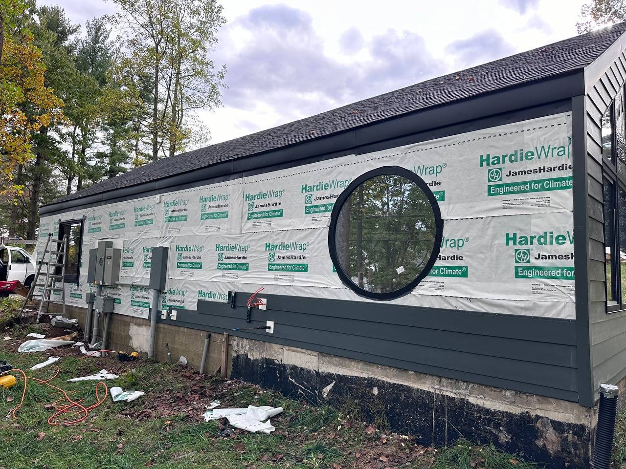 Progress — Complete Custom Exterior Construction — Modern James Hardie Home, June Meadow Dr, Doylestown, PA 18902