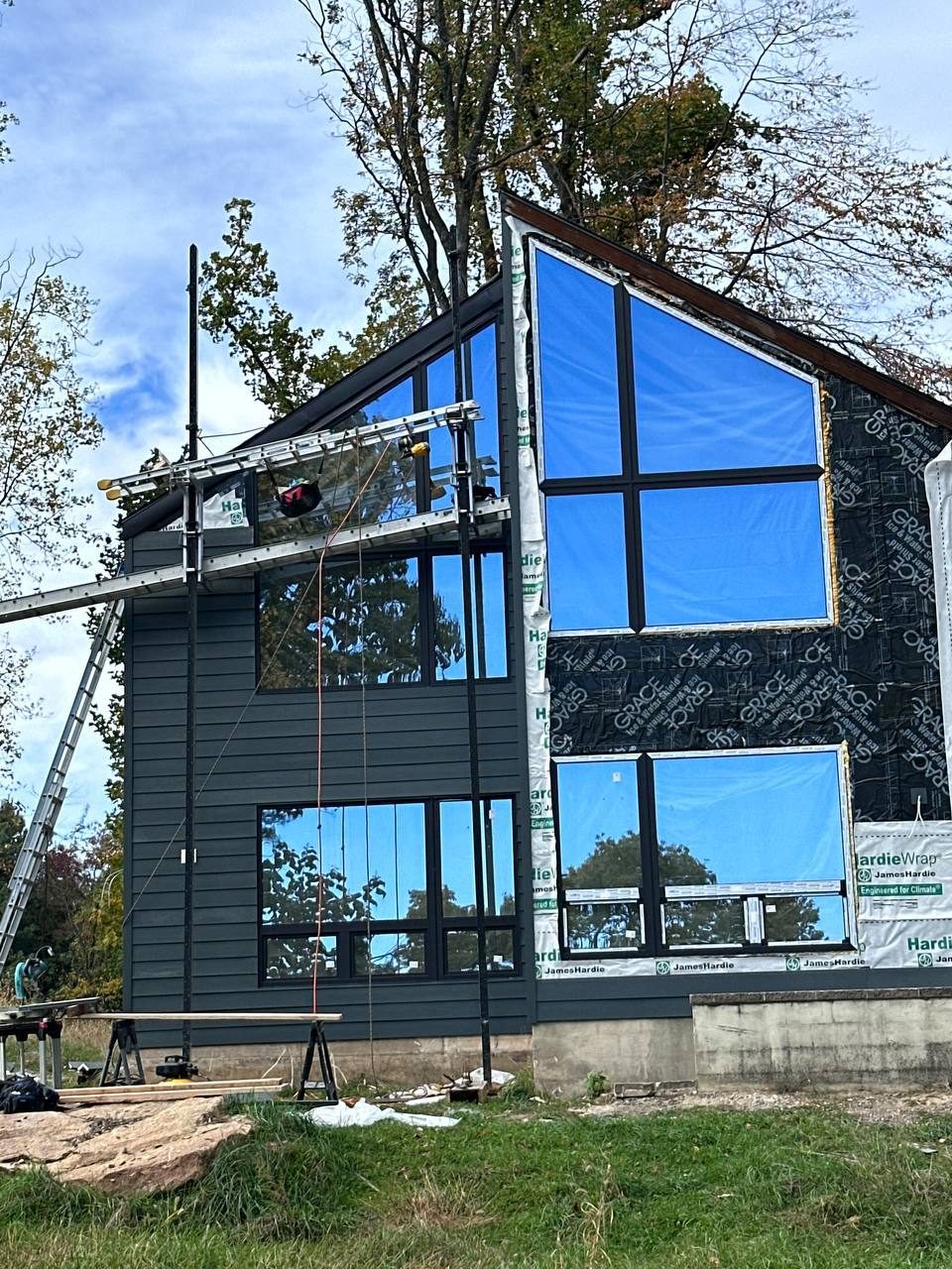 Progress — Complete Custom Exterior Construction — Modern James Hardie Home, June Meadow Dr, Doylestown, PA 18902