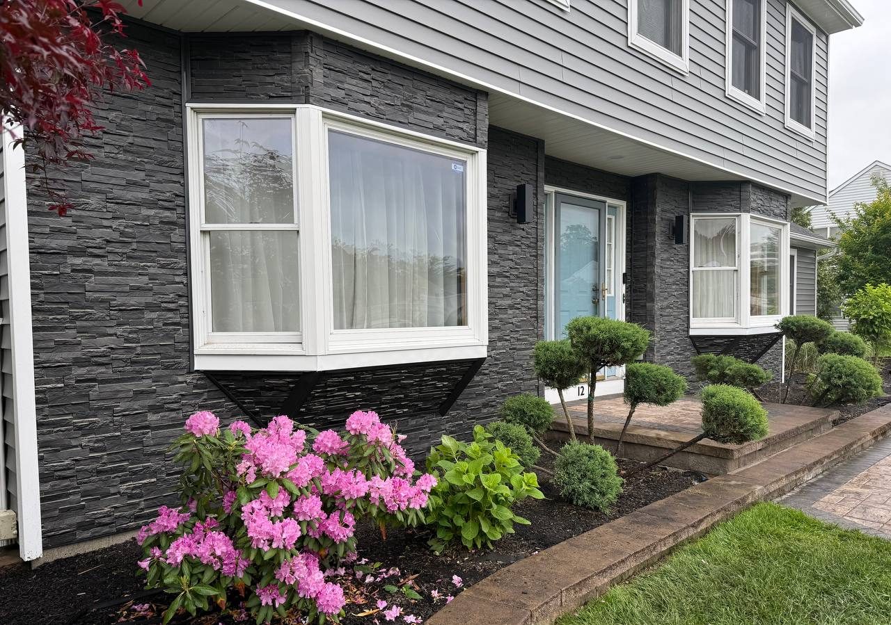 After — Complete Exterior Renovation — Insulated Siding, Vinyl Stone & Smart Lighting, Dutchess Ln, Dayton, NJ 08810
